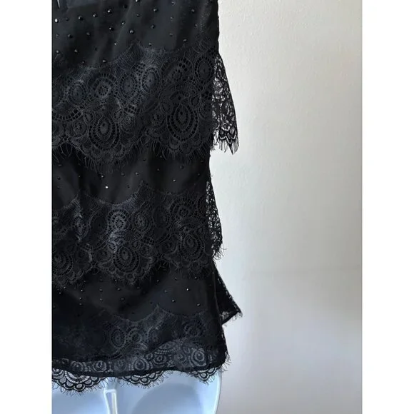 WHBM Top 10 Black Lace Mesh Beaded Sleeveless Whimsigoth Dark Fairycore Romantic - Picture 12 of 13